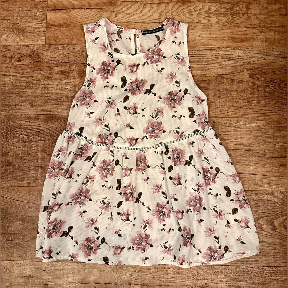 Harlowe & Graham Floral Sleeveless Babydoll Top XS